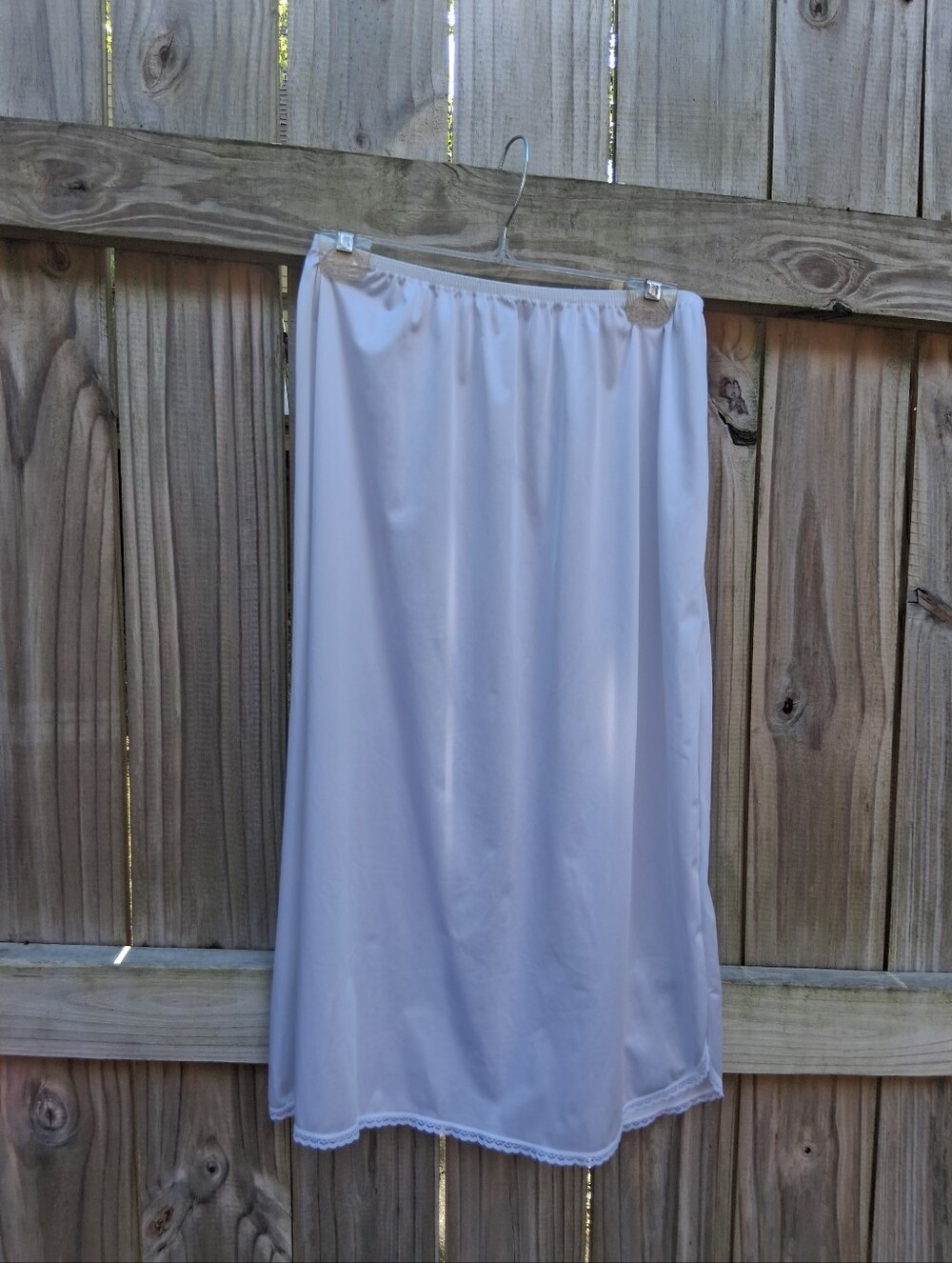 Lace Trim Vintage White Midi Half Slip Skirt
